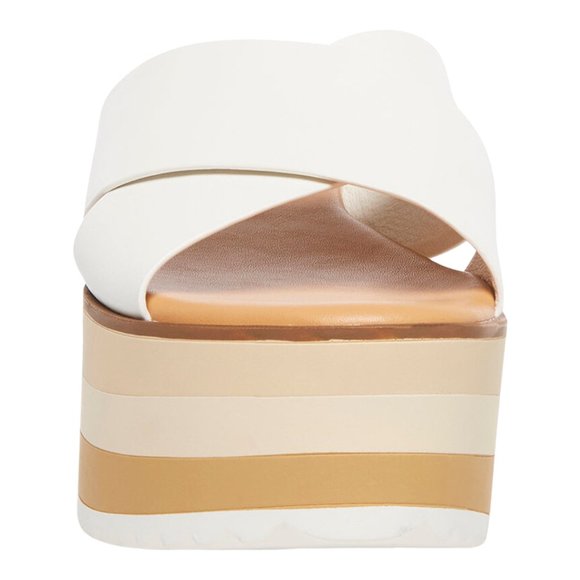 Steve Madden Shoes - Steve Madden White & Tan Stacked Sandal in Bone Leather Size 7M